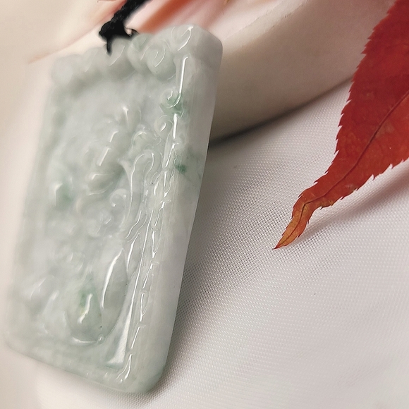 NWT Genuine Certified Jadeite Fish in Lotus Pond Pendant Necklace - Picture 3 of 8